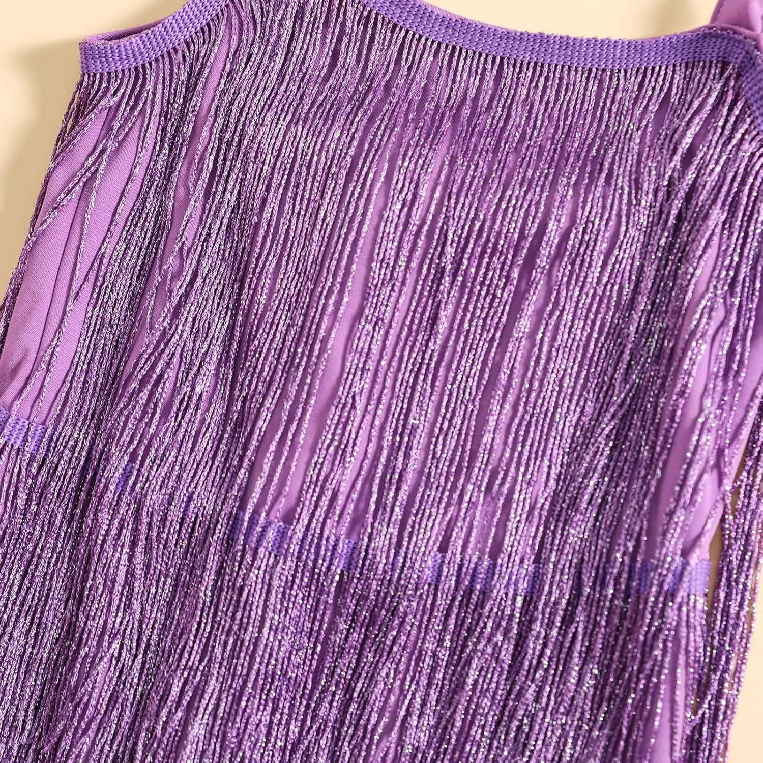 BULINGNA Little Kids Girls Sequin Fringe Layer Dress Sparkling Tassel Sleeveless Dress Zip Back Summer Party Latin Dress