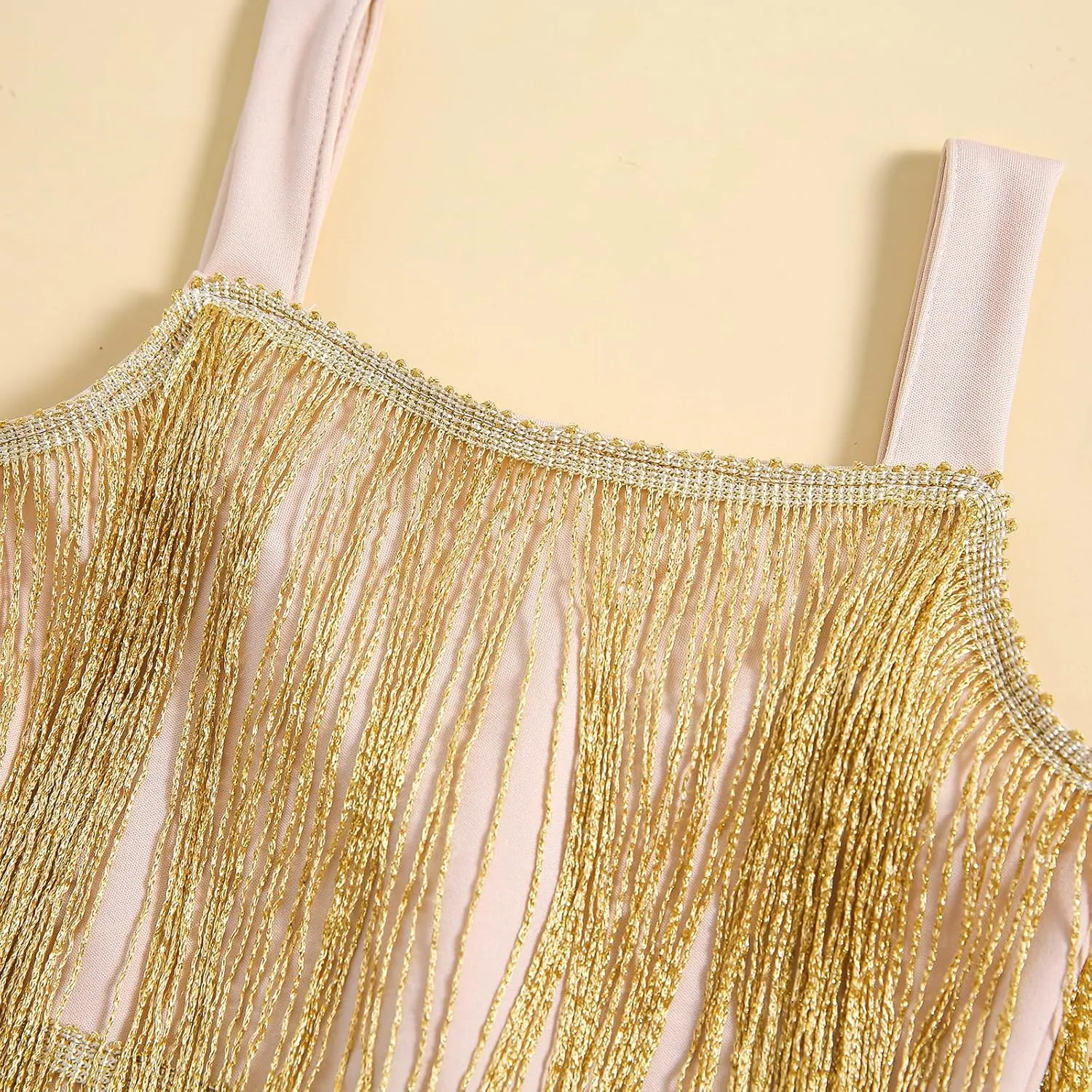 BULINGNA Little Kids Girls Sequin Fringe Layer Dress Sparkling Tassel Sleeveless Dress Zip Back Summer Party Latin Dress