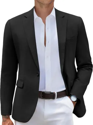 COOFANDY Mens Suit Jacket Black Blazer Slim Fit Casual Sports Coats Lightweight One Button Dress Jacket