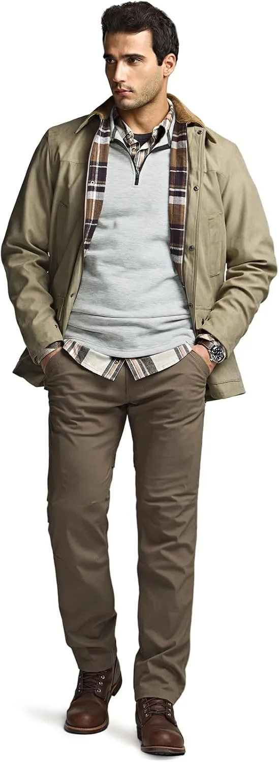 CQR Men's Flannel Lined Shirt Jackets, Long Sleeved Rugged Plaid Cotton Brushed Suede Shirt Jacket