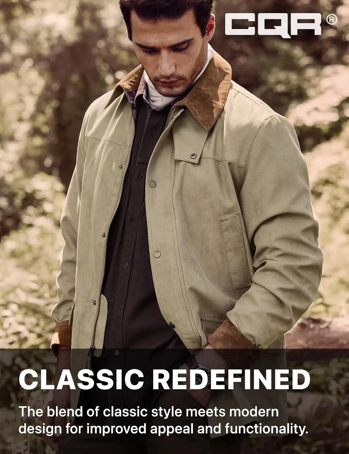 CQR Men's Flannel Lined Shirt Jackets, Long Sleeved Rugged Plaid Cotton Brushed Suede Shirt Jacket