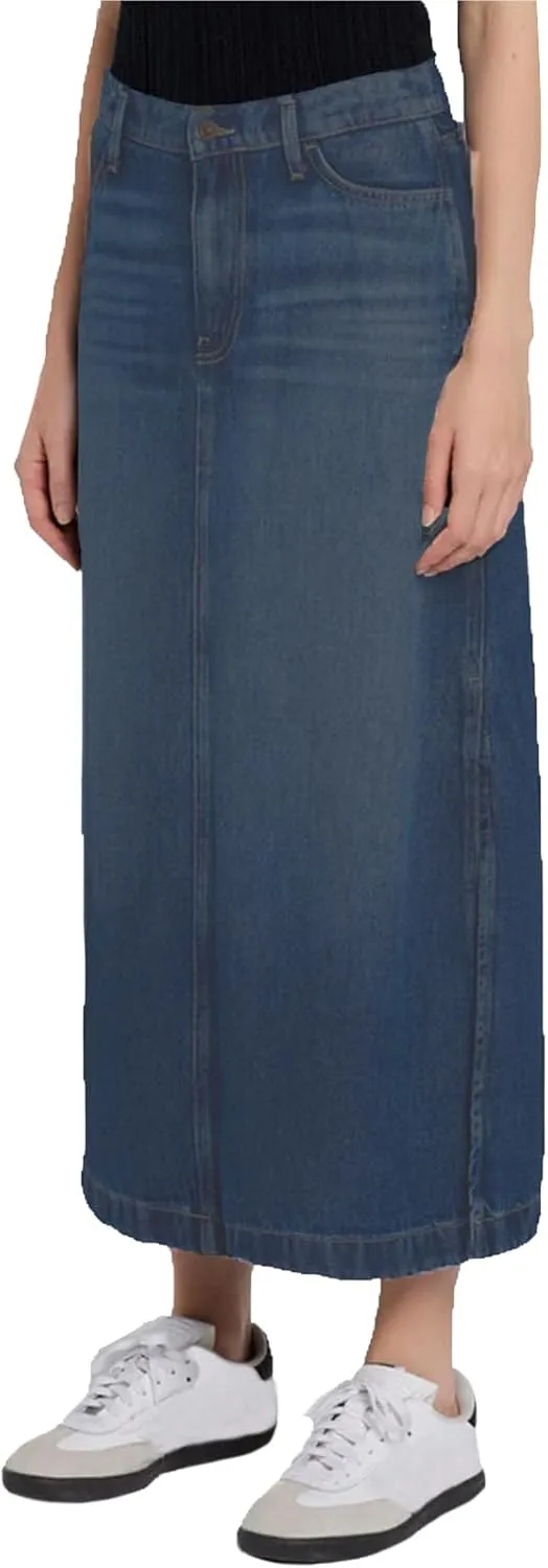 Denim Skirt for Women Midi Jeans Skirt A Line Slit Below The Knee Long Skirt