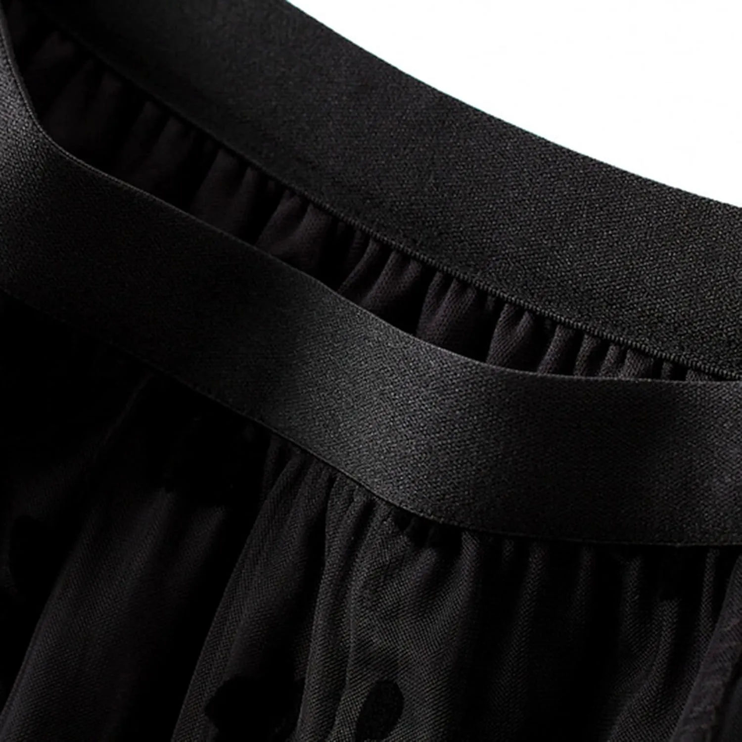 Dirholl Women's A-Line Fairy Patterned Elastic Waist Ruffle Mesh Layered Midi Skirt