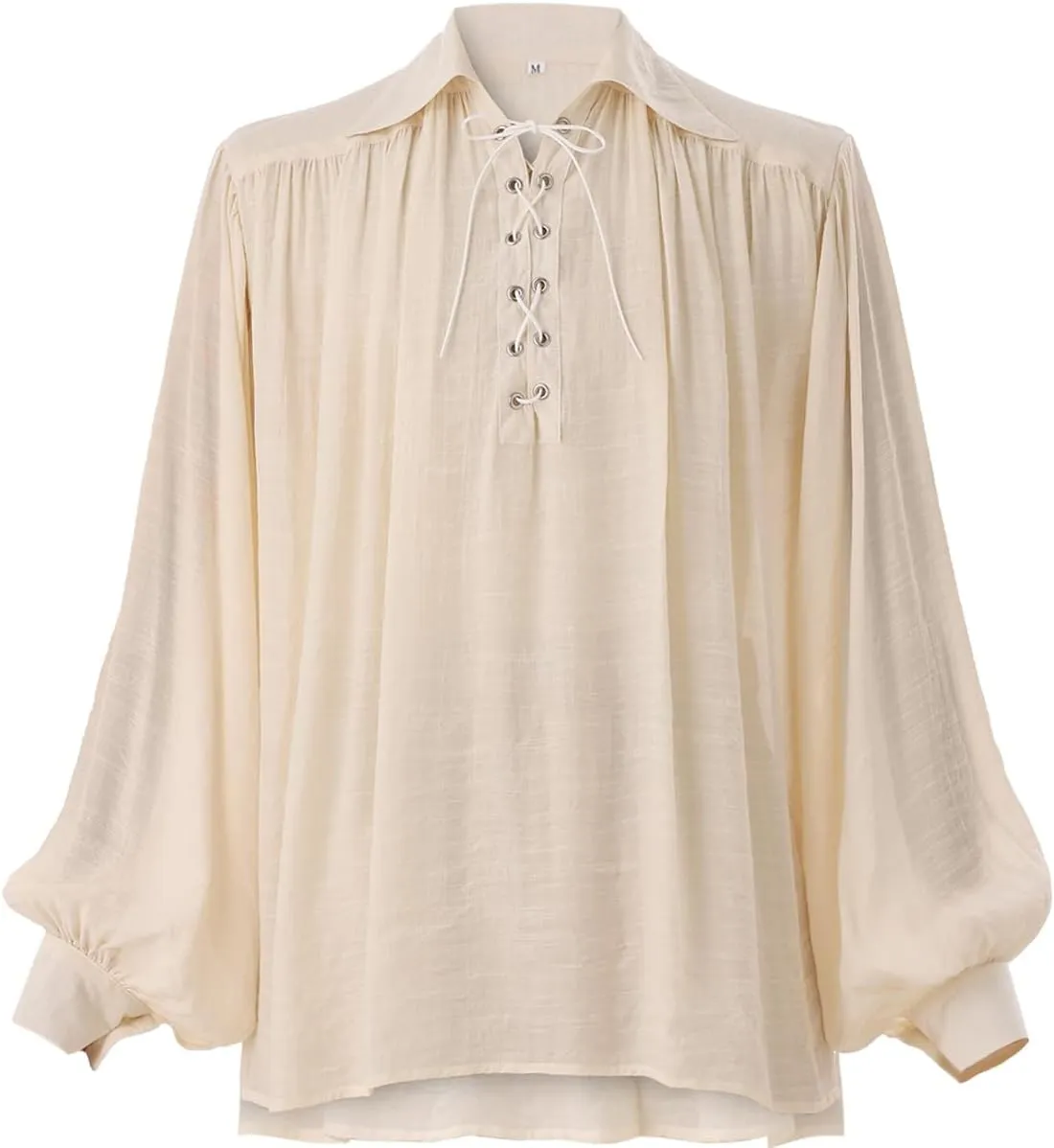 GRACEART Pirate Shirt Men Vampire Renaissance Shirts Victorian Ruffled Medieval Costume Cotton Linen Shirt