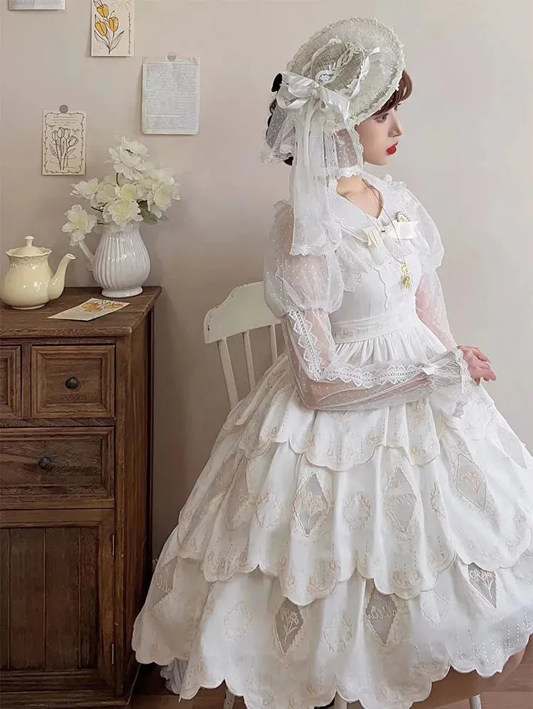 Irises under Moon ~ Elegant Flower Embroidered Lolita JSK Dress