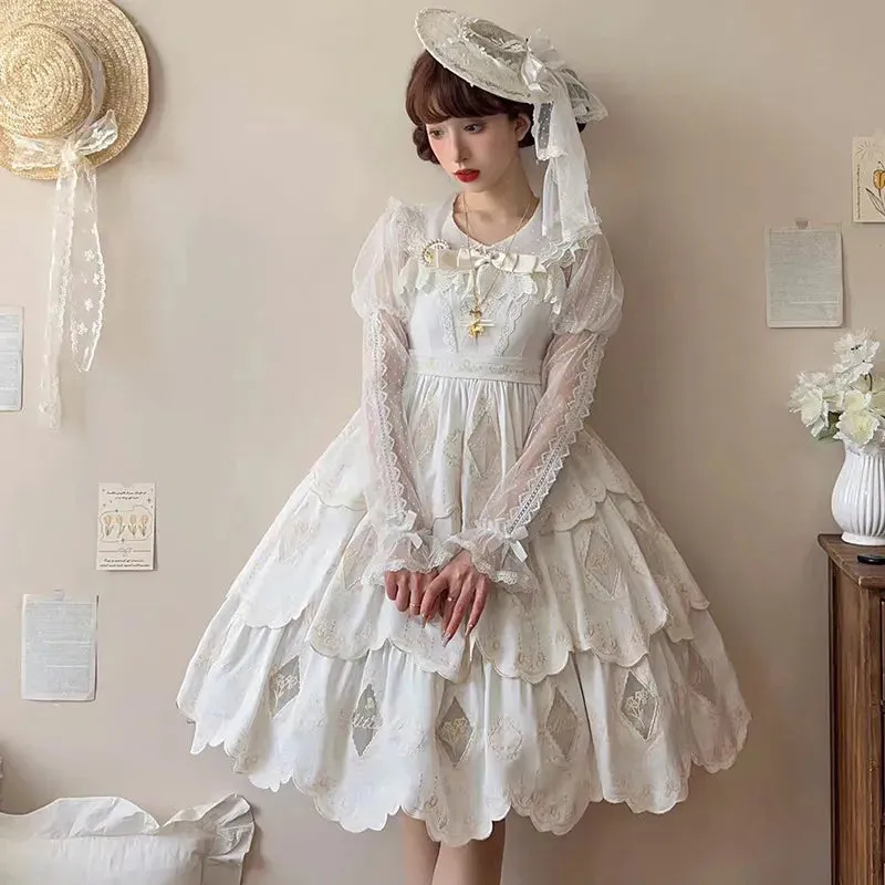 Irises under Moon ~ Elegant Flower Embroidered Lolita JSK Dress
