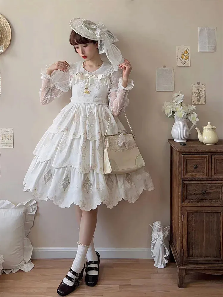 Irises under Moon ~ Elegant Flower Embroidered Lolita JSK Dress