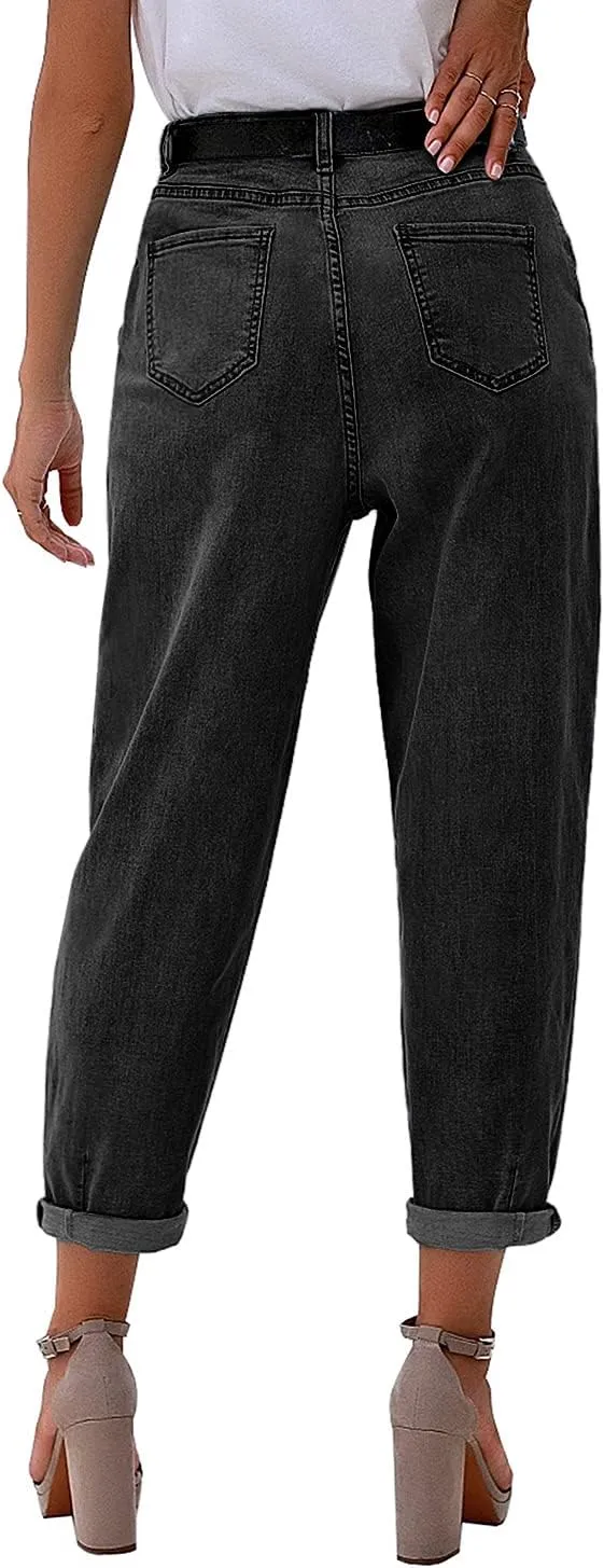 luvamia Mom Jeans for Women Trendy High Waisted Stretchy Loose Jeans for Women Denim Pants