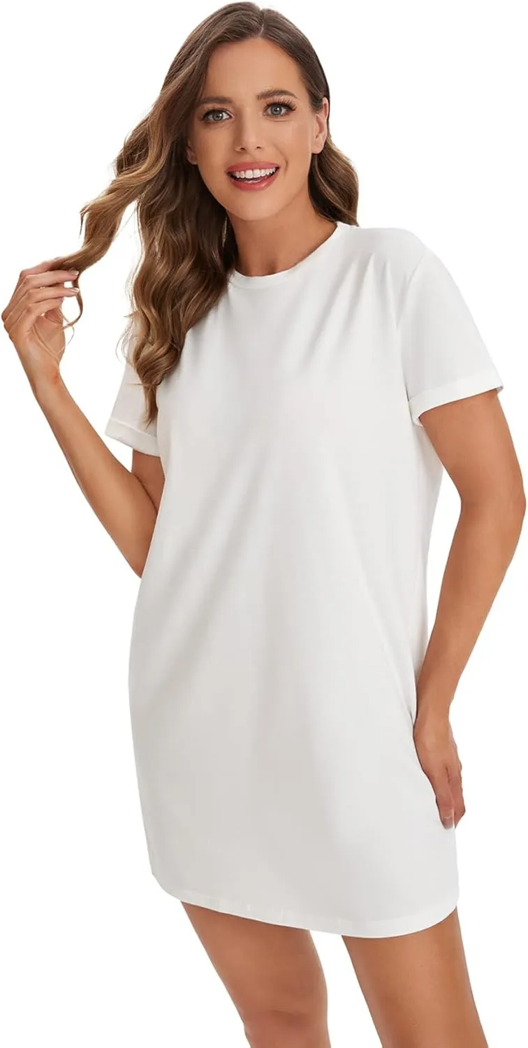 Milumia Women Casual Short T Shirt Dress Short Sleeve Straight Mini Tee Shirt Dress