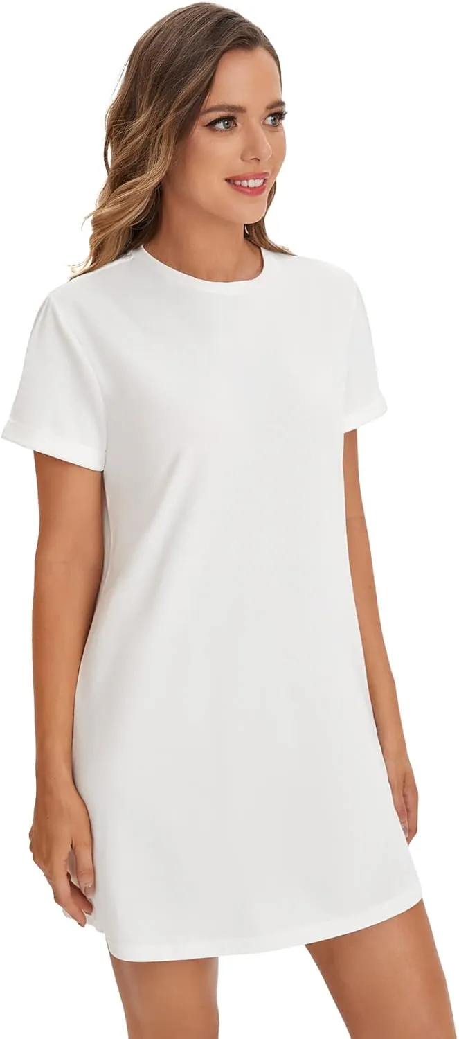 Milumia Women Casual Short T Shirt Dress Short Sleeve Straight Mini Tee Shirt Dress