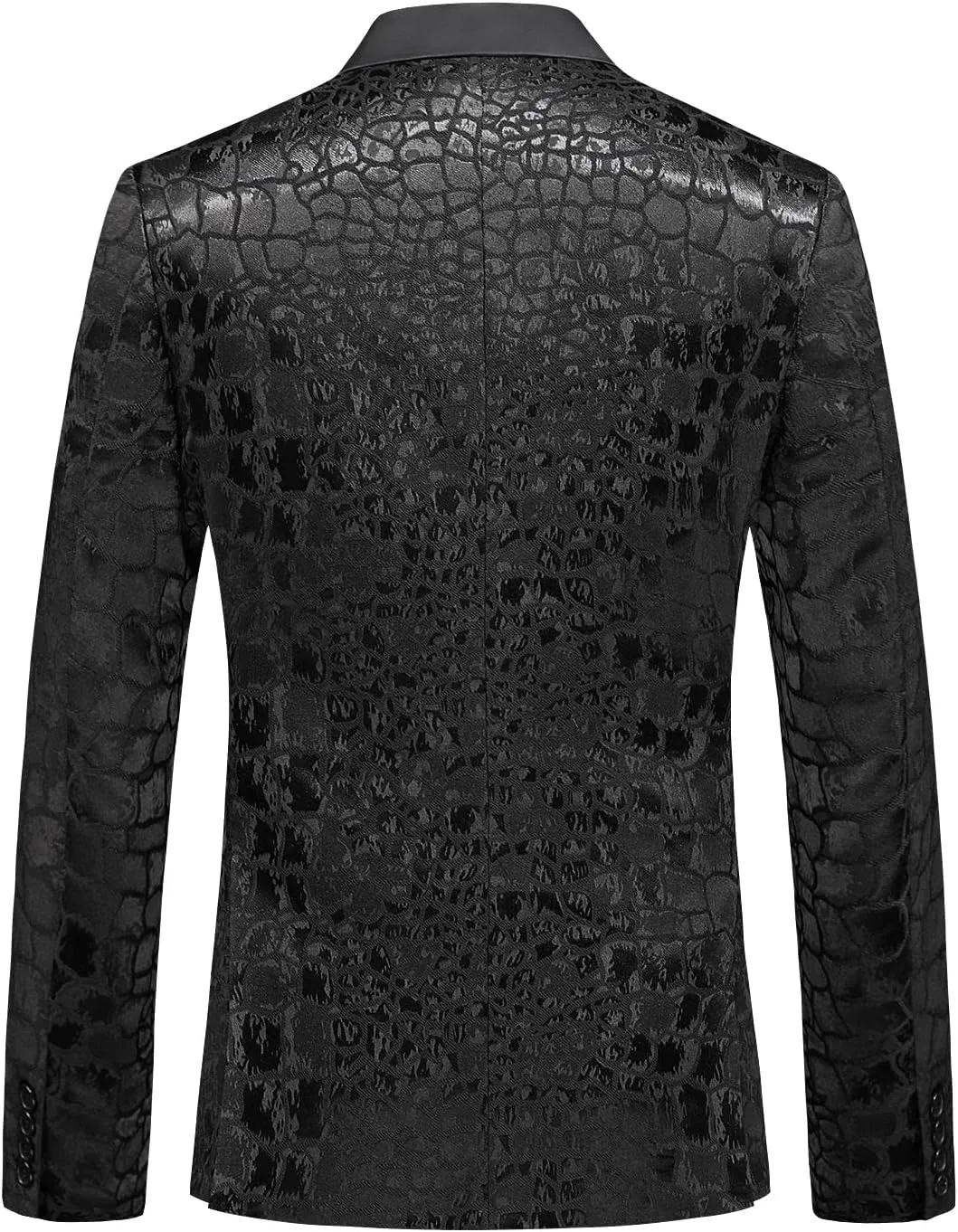 MOGU Mens 2 Piece Double Breasted Suit Jacquard Slim Fit Formal Groomsmen Wedding Party Black Tuxedo