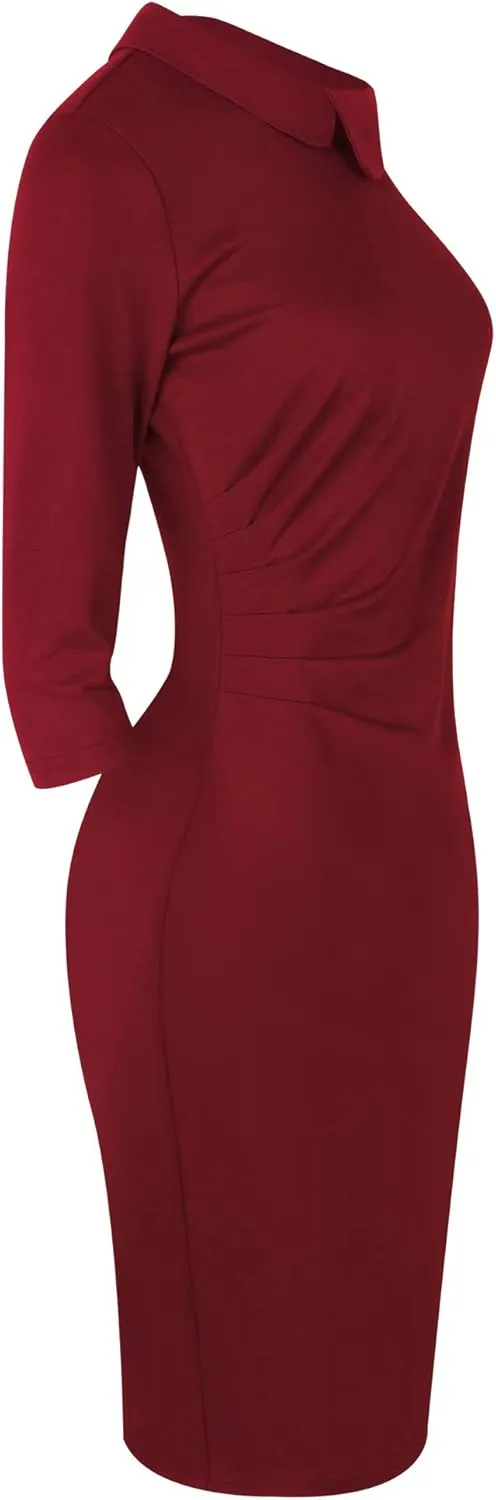oxiuly Women's Retro Bodycon Knee-Length Formal Office Dresses Work Pencil Dress OX276