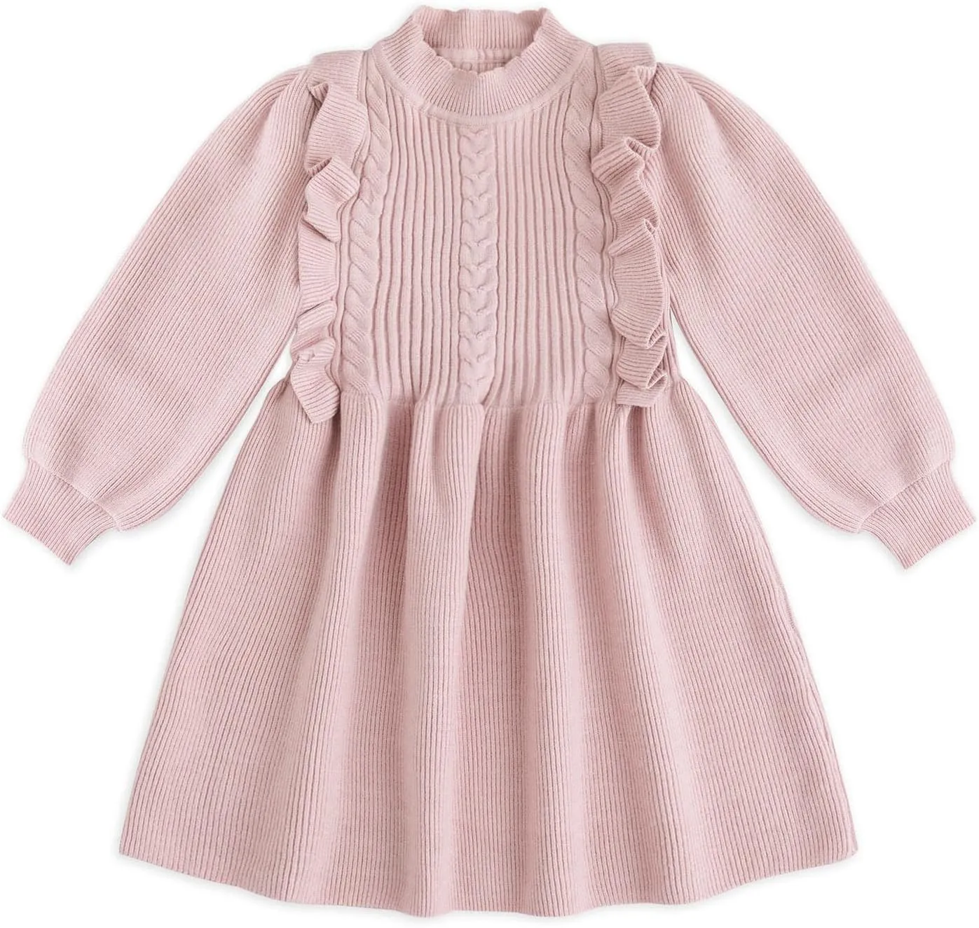 Simplee kids Baby Little Girls' Long Sleeve Sweater Dress Knit Warm Sweater Outfit Dress for Toddler Girls 6M-5T
