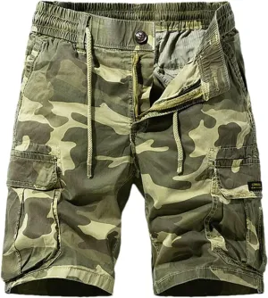 Summer Men Camouflage Cotton Cargo Shorts Mens Multi-Pocket Casual Pants Breathable Joggers Shorts Male