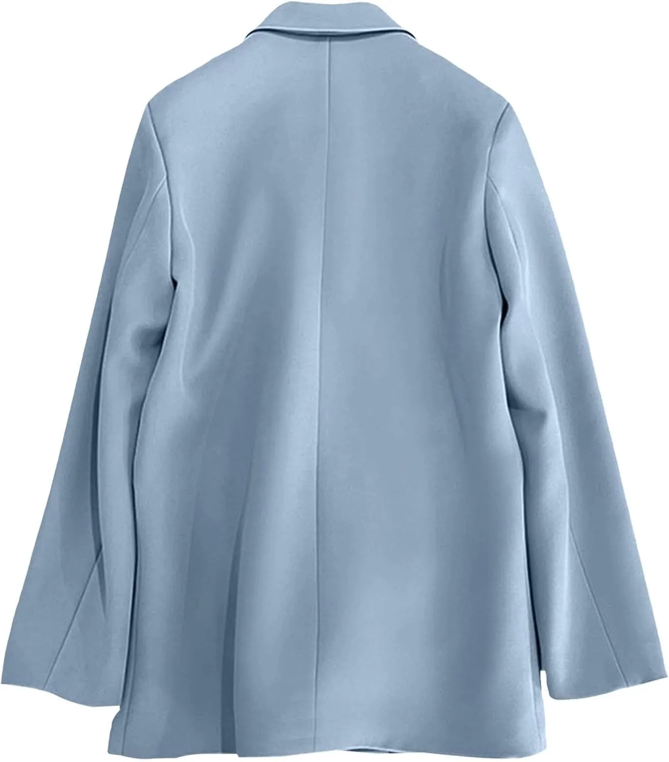 Womens Casual Blazer Jacket Slim Fit Simple Double Breasted Blazers Notched Collar Long Sleeve Work Office Jackets